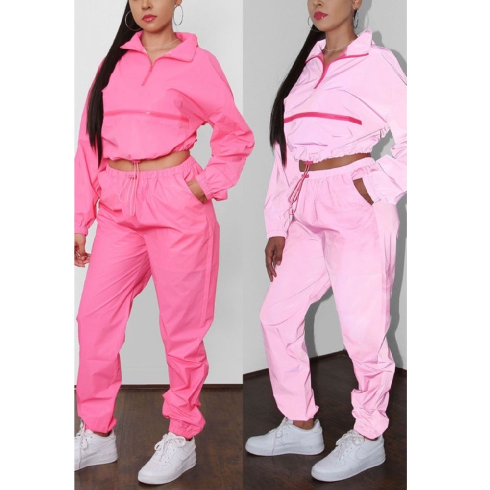 Brand New! Pink Flash Reflective Tracksuit set